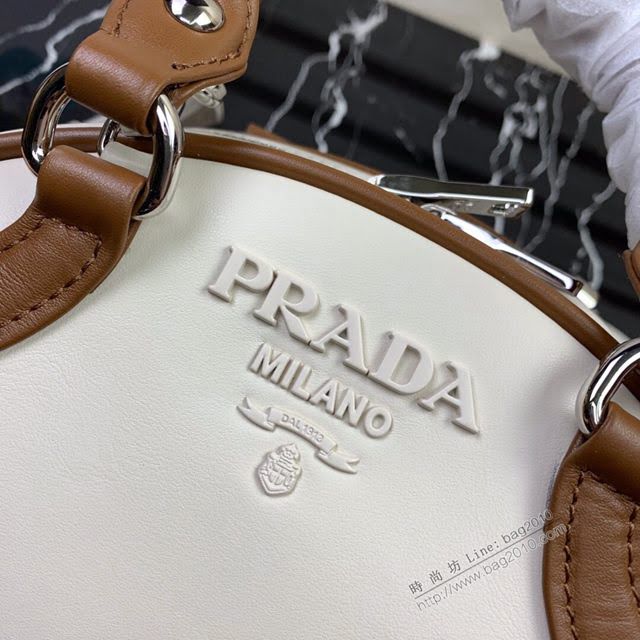 prada女包 普拉達2020年專櫃最新款 小牛皮女士手提包 1BB071 拼接菱形圖案 prada單肩女包  pyd2203